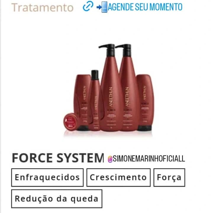 1. cabelo fraco, quebradiços,queda e sem crescimento. Escova de densidade. FORCE SYSTEM Anethum.cabelo forte e resistente. + resultado com nanotecnologia .Escova e prancha ou CORTE de: 79,90 no cartão ou 50,00 cada. dinheiro|pix