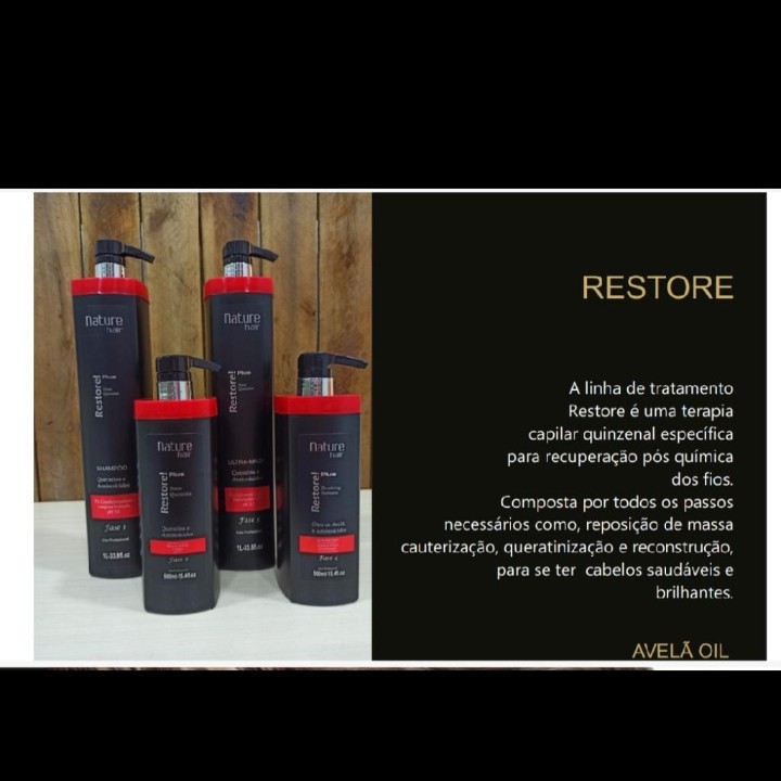 RECONSTRUCAO - BIO RESTORE nature hair. + resultado com nanotecnologia ou Escova e prancha ou CORTE de: 79,90 no cartão ou 50,00 cada. dinheiro|pix