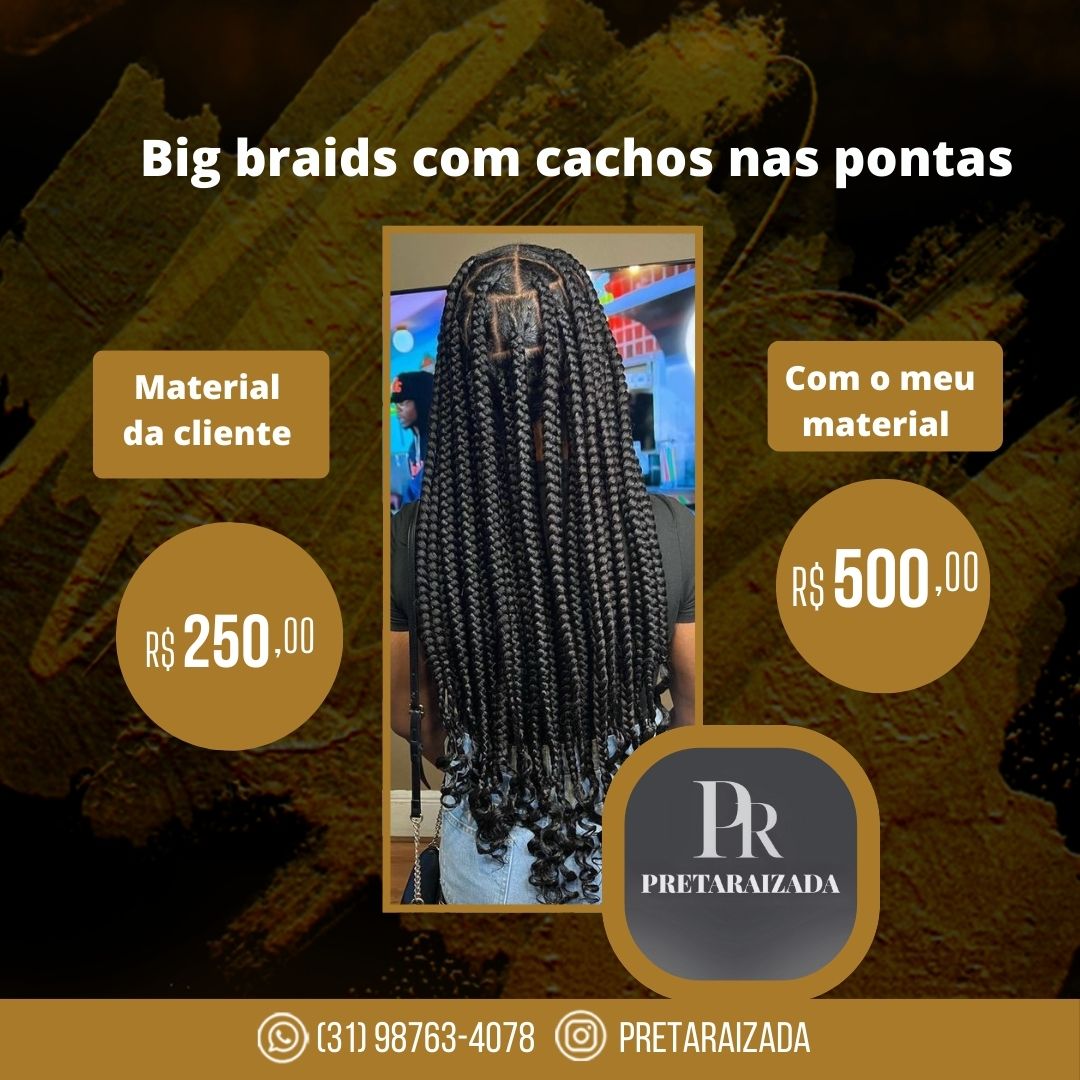 Box braids com cachos nas pontas(mão de obra)