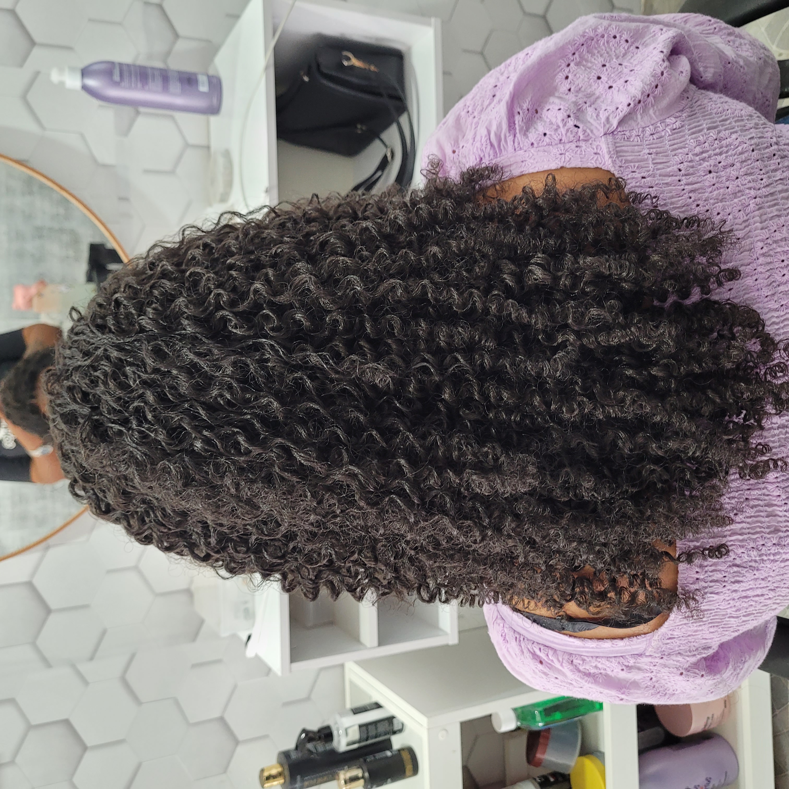 4- Pacote de colocação entrelace + cabelo bio-fibra (Cacheado)
