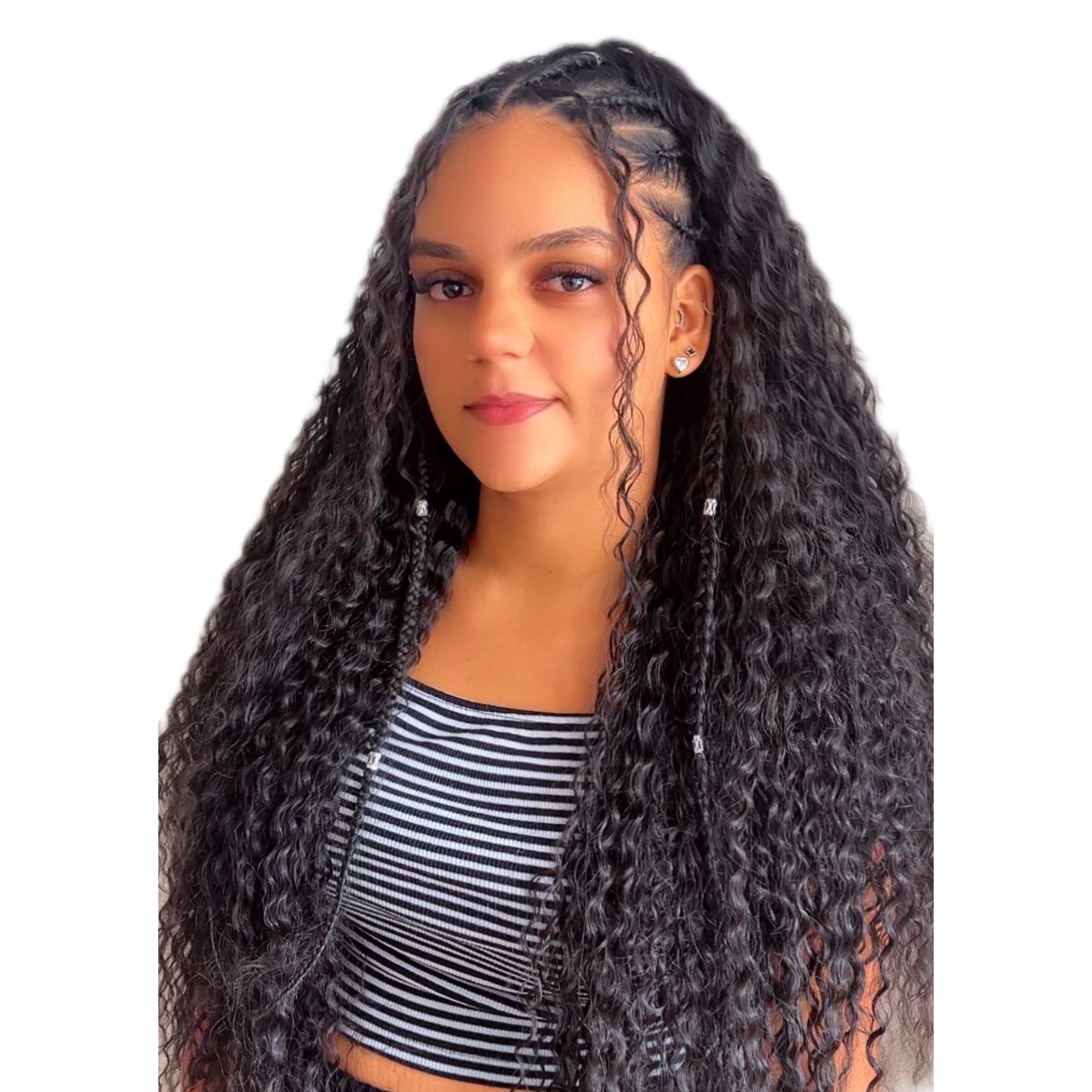 Trança fulani braids com entrelace mão de obra