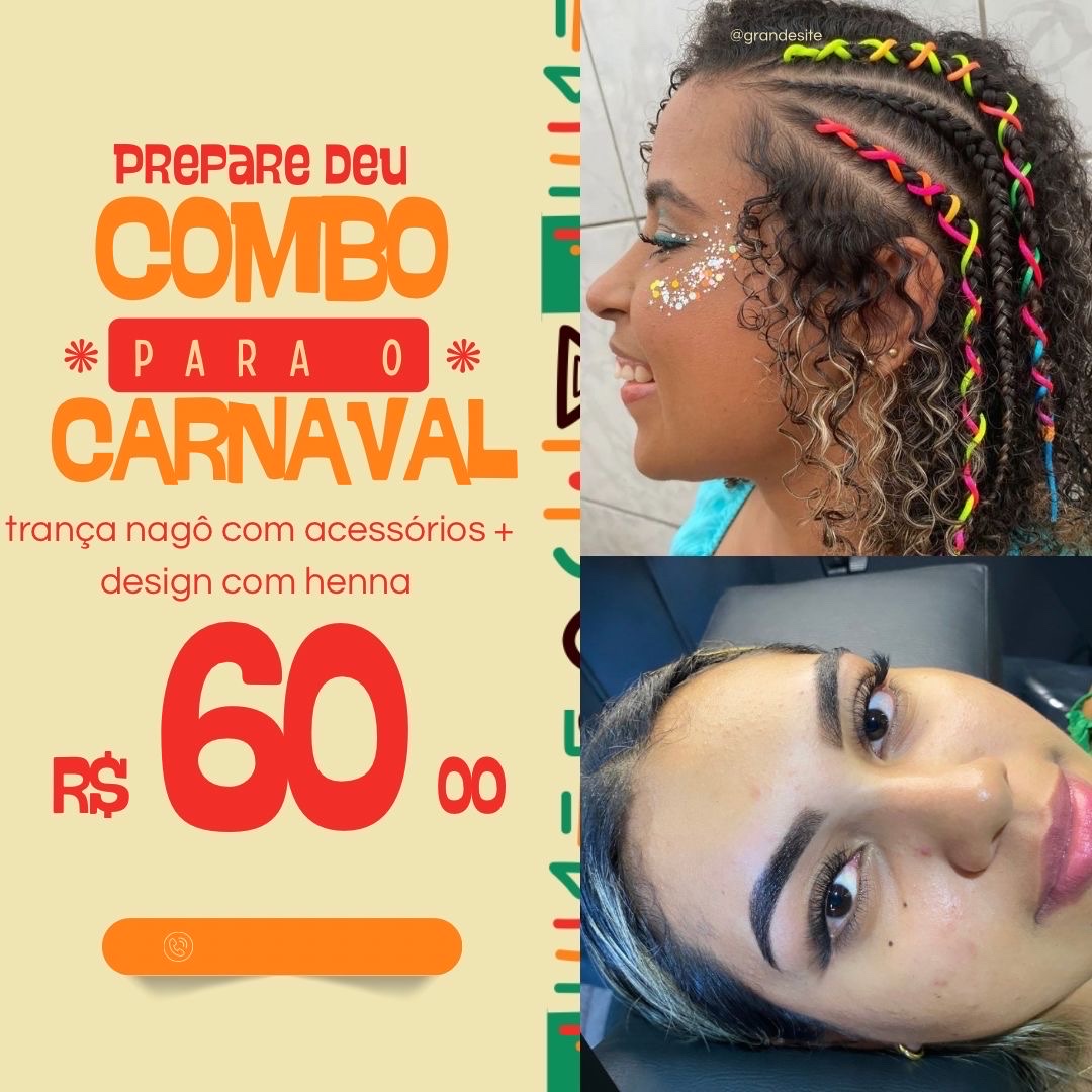 Combo Parceria 1 (Trança nagô + Design c/ Henna)
