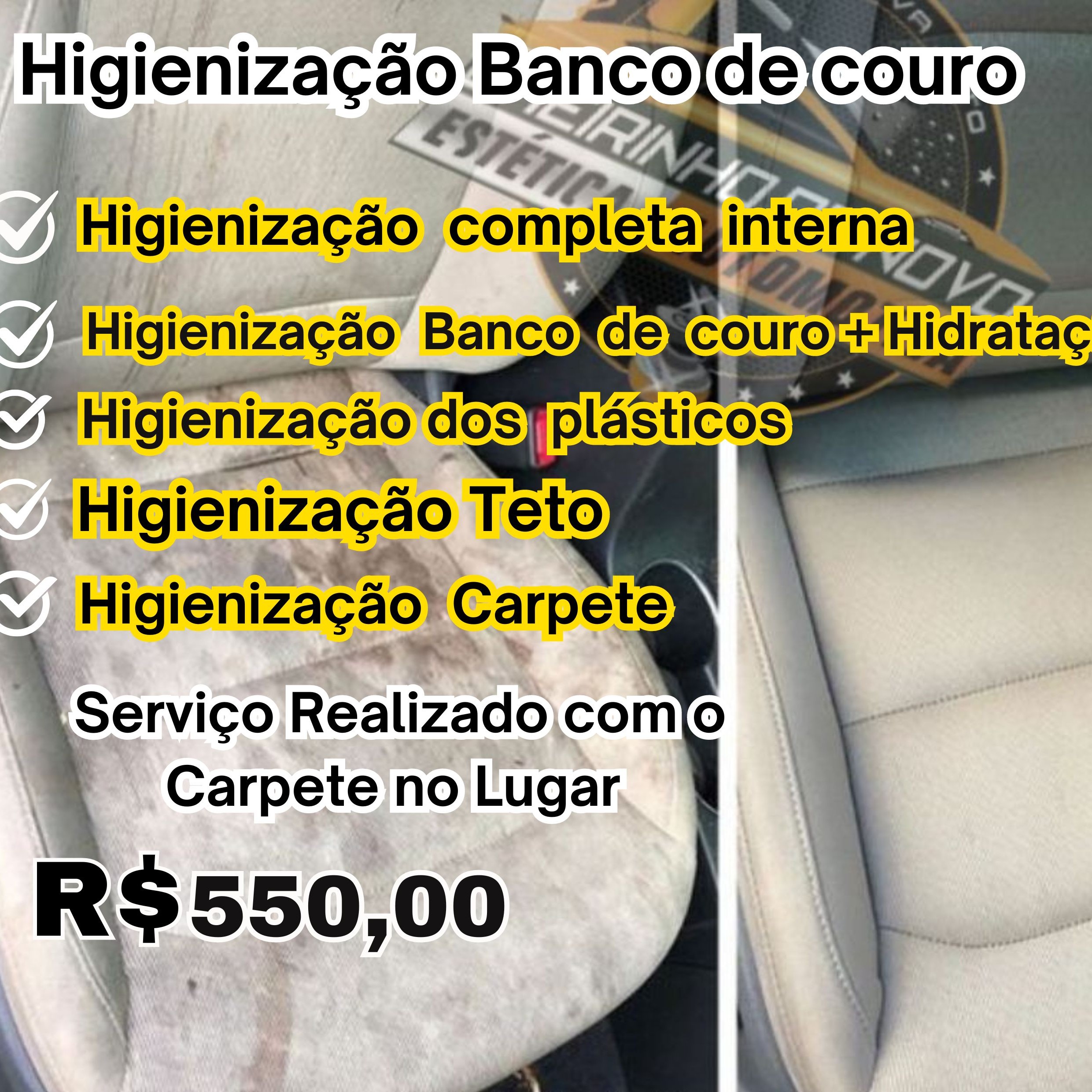 Higienização completa interna ( banco de couro )