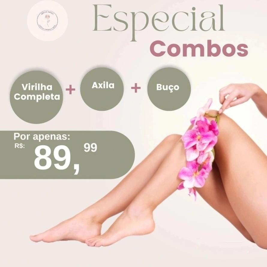 Combo Depilação (virilha completa+buço+Axilas (
