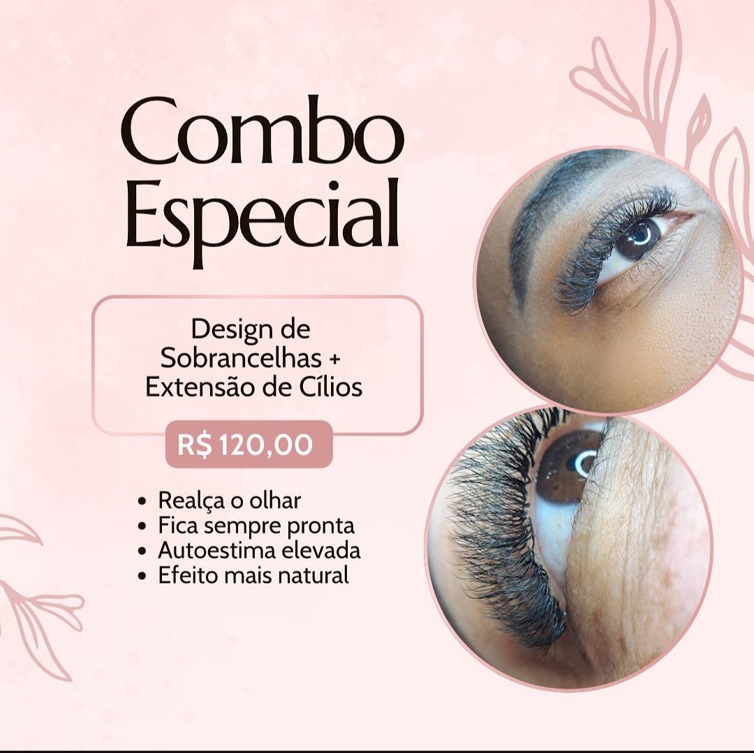 Combo: Extensão de Cílios + Design de Sobrancelhas
