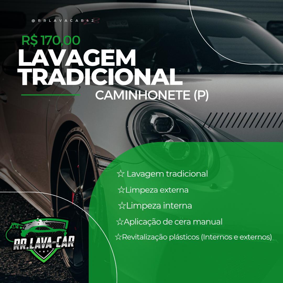 Lavagem tradicional caminhonete (p) : lavagem interna e externa,  lavagem chassi  simples, revitalização dos plásticos internos e externos aplicação de cera