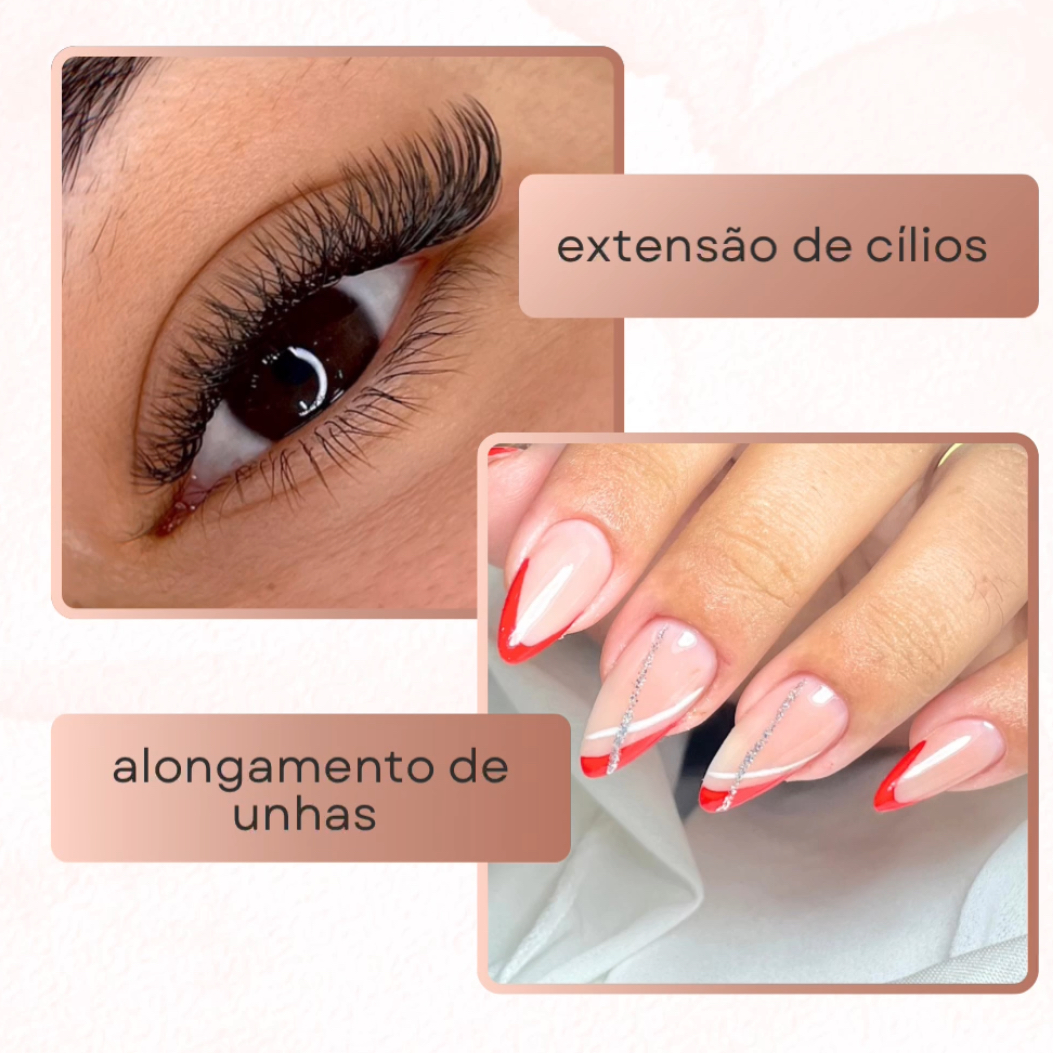 combo unha e cílios