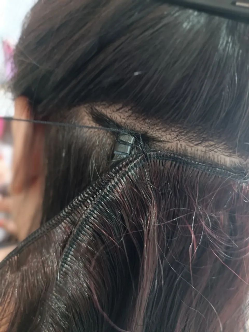 Manutenção de mega hair (ponto americano)