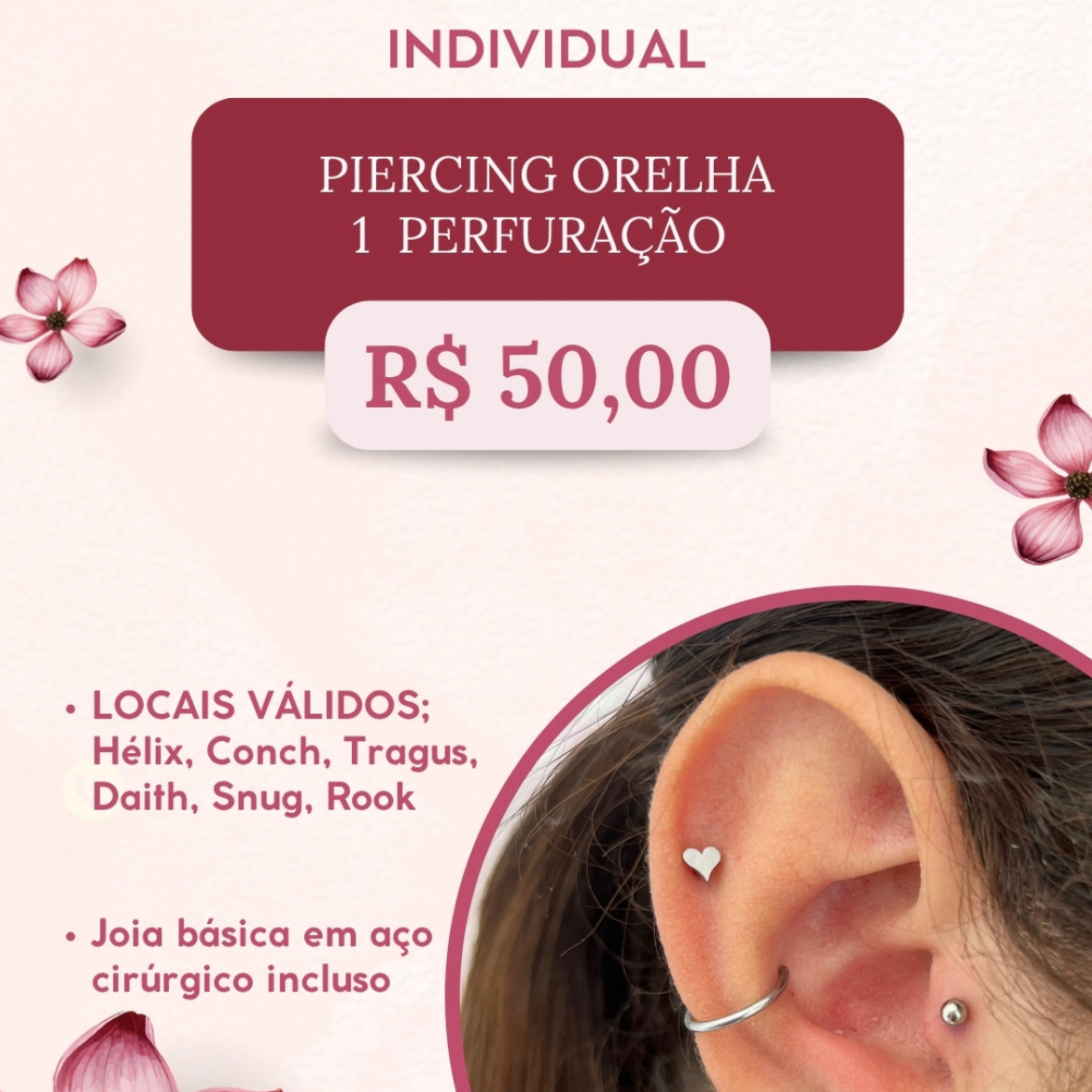 Piercing Orelha 1 Perfuração