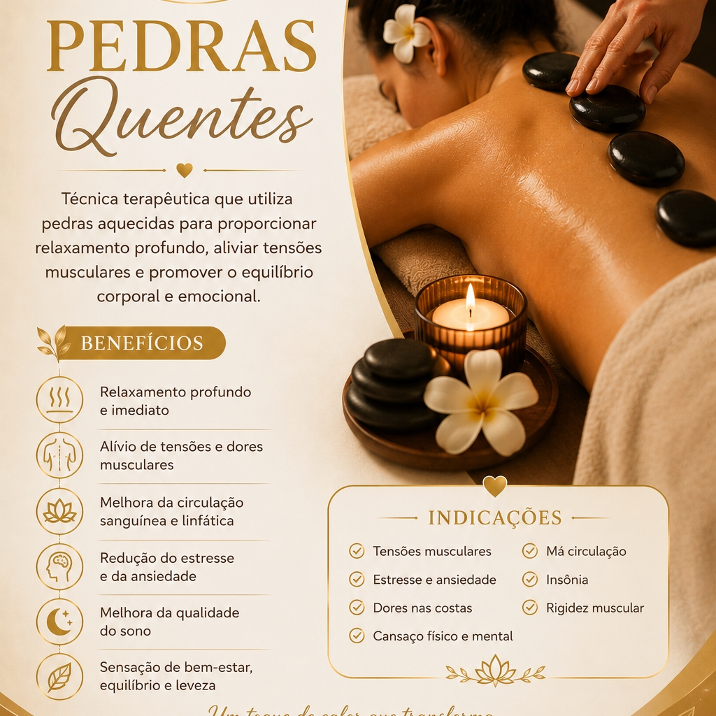 Massagem com pedras quentes + escalda pés aromaticos