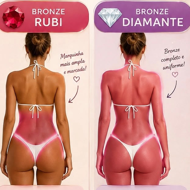 Bronzeamento diamante concentrado em volta do biquíni + o corpo todo