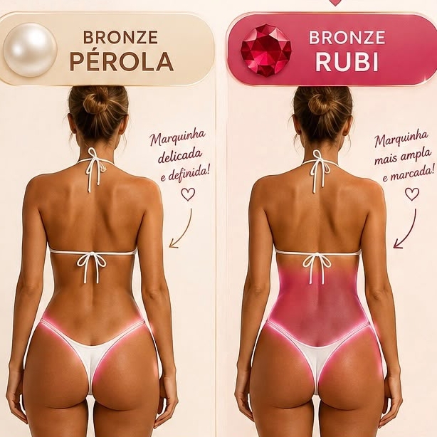 Bronzeamento Pérola concentrado em volta do biquíni